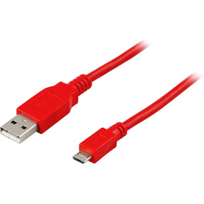 Deltaco USB 2.0 Cable, A Male - Micro B Male, 1m, Red